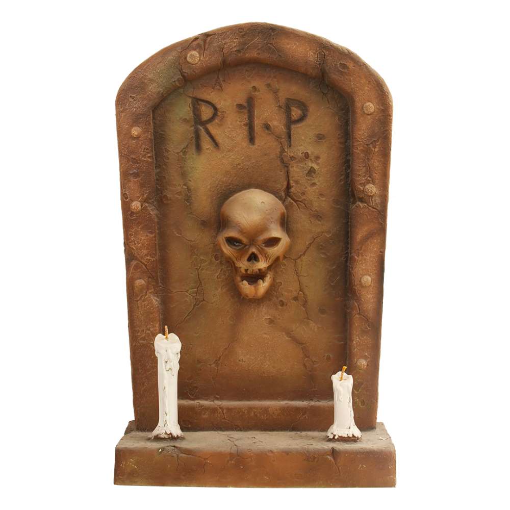 Gravestone With Two Candles Prop