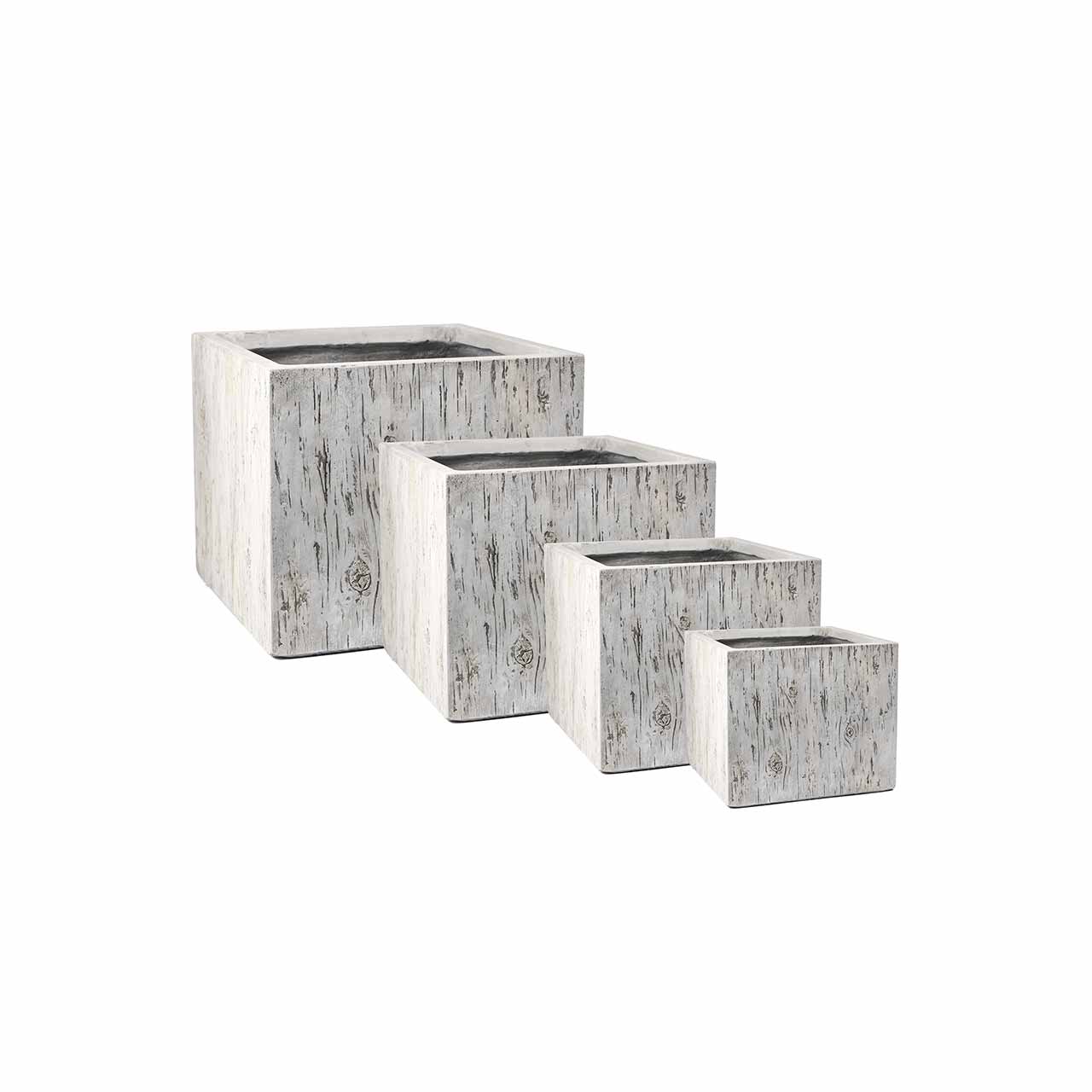 Lincy Square White Pot (set of 4)