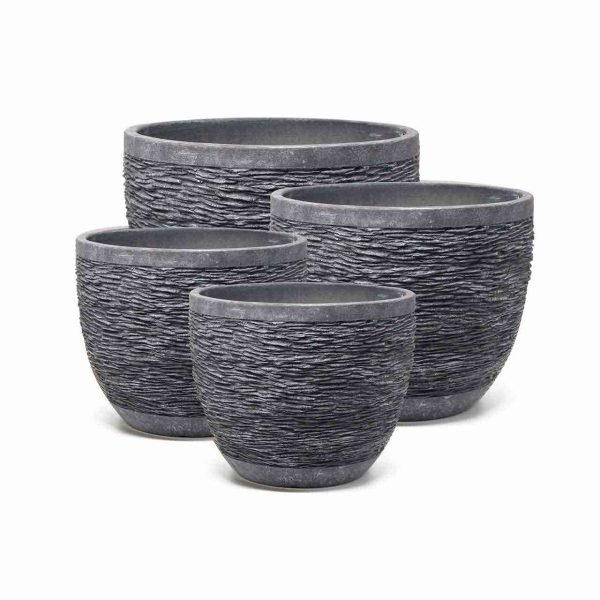 Linda Round Antique Black Pot (set of 4)