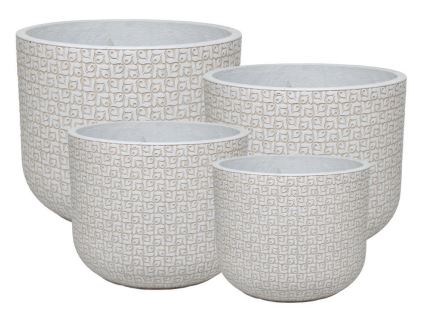 Clover Cylinder White Pot (Set of 4)