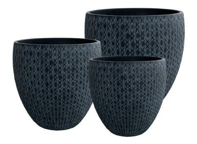 Chain Round High Black Pot (Set of 3)