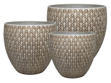 Chain Round High Brown Pot (Set of 3)