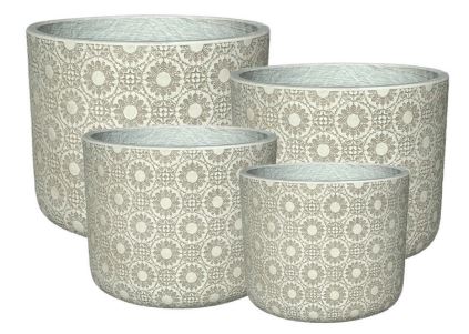 Snowflake Cylinder White Pot (Set of 4)