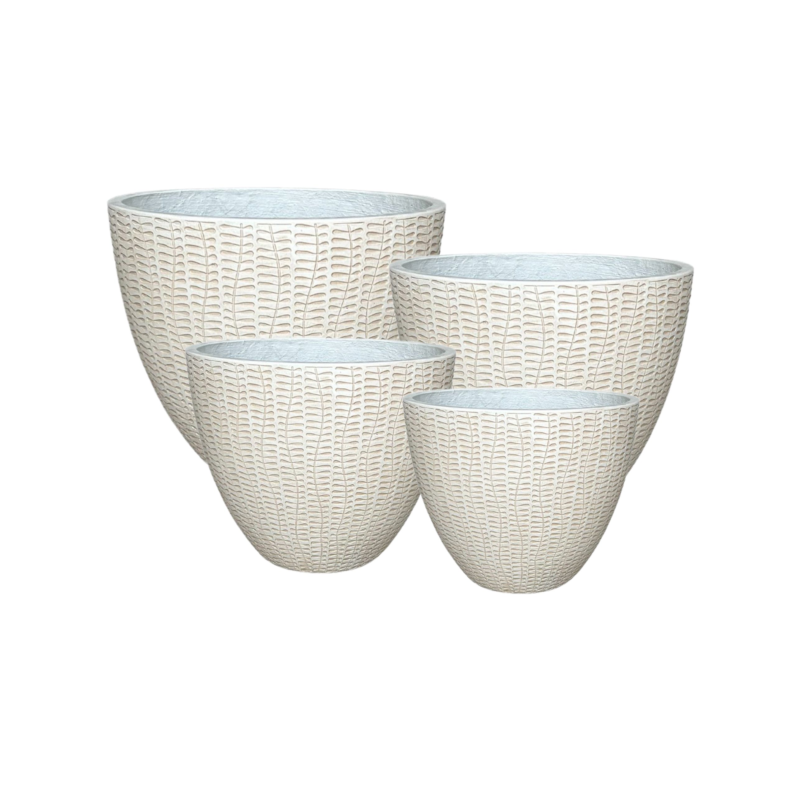 Salix Round White Pot (Set of 4)