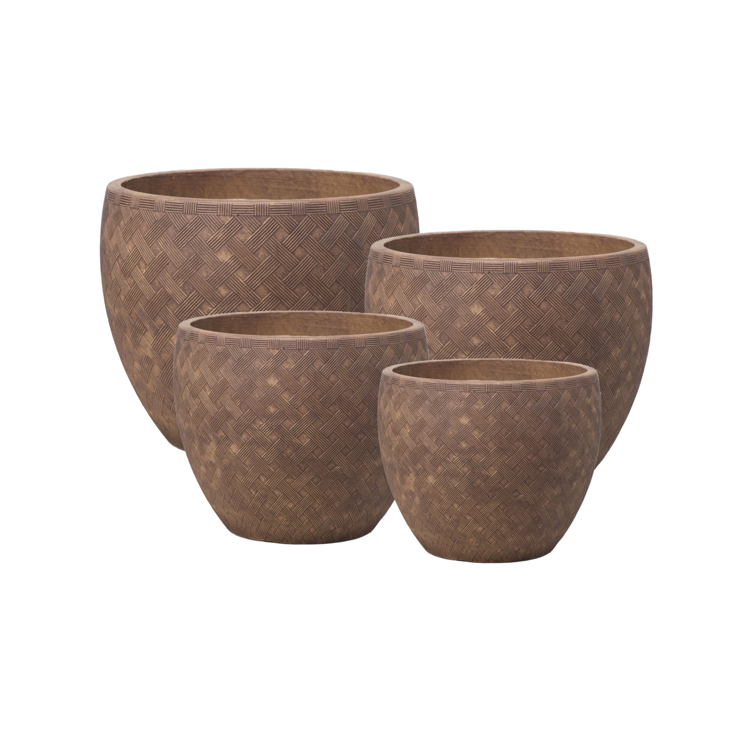 Weave Round Brown Pot (Set of 4)