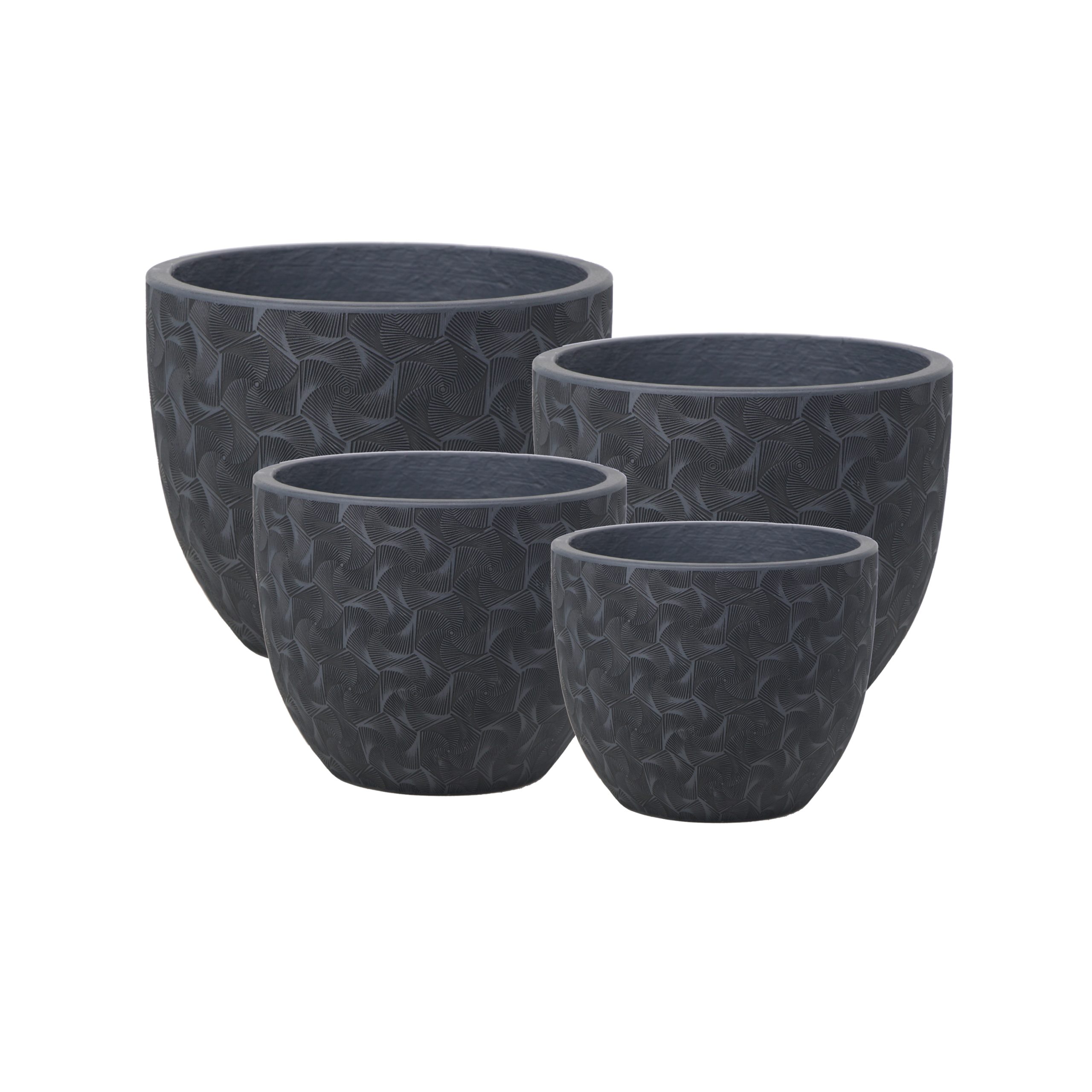 Vortex Round Black Pot (Set of 4)