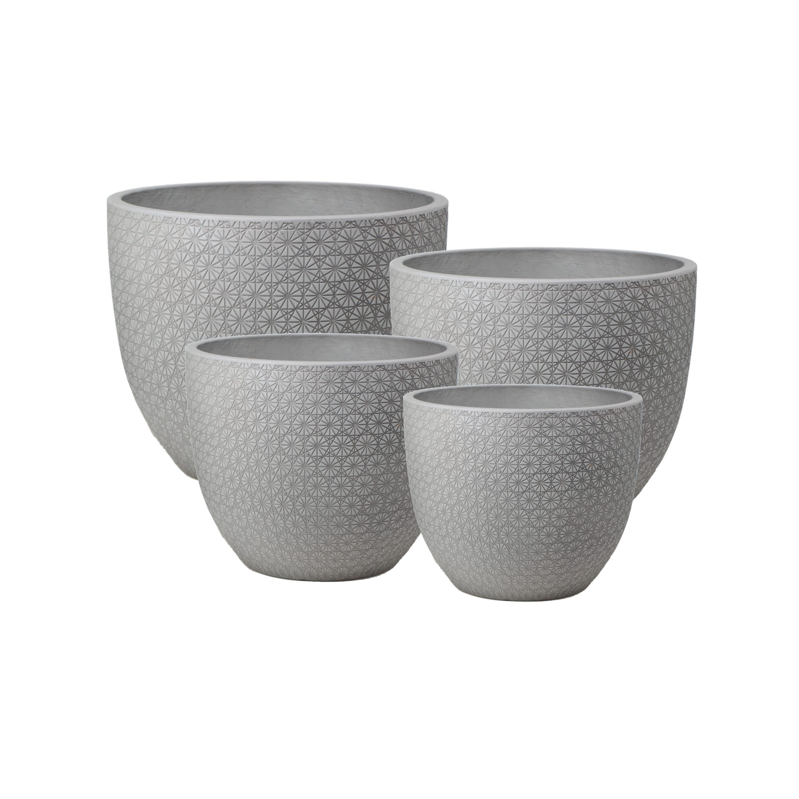 Lotus Round Grey Pot (Set of 4)
