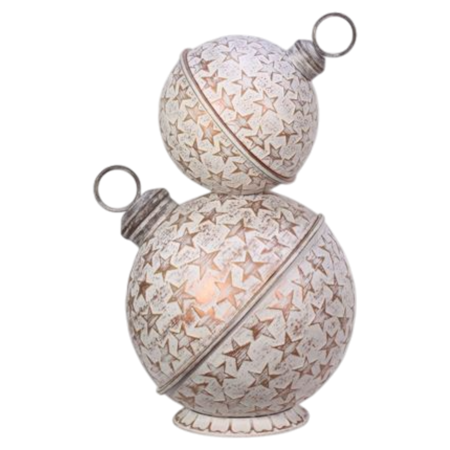 Metal Christmas Baubles (Antique White)