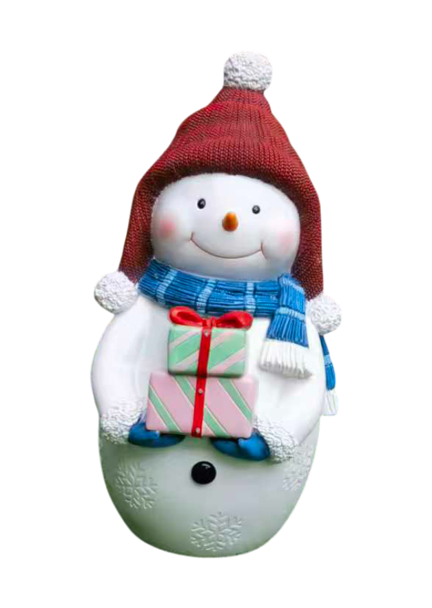 Snowman with Presents (Burgundy Hat)