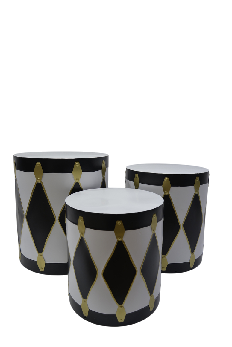 Metal Christmas Drum Set (White/Black)