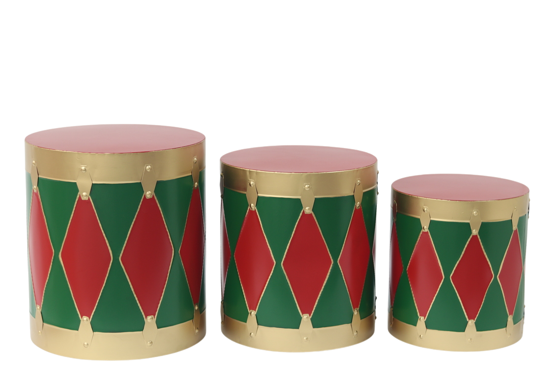 Metal Christmas Drum Set (Green/Red)