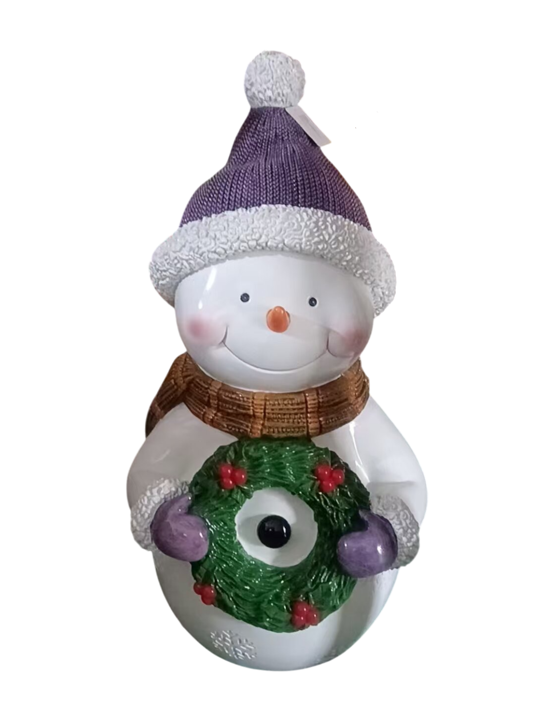 Snowman with Wreath (Purple Hat)